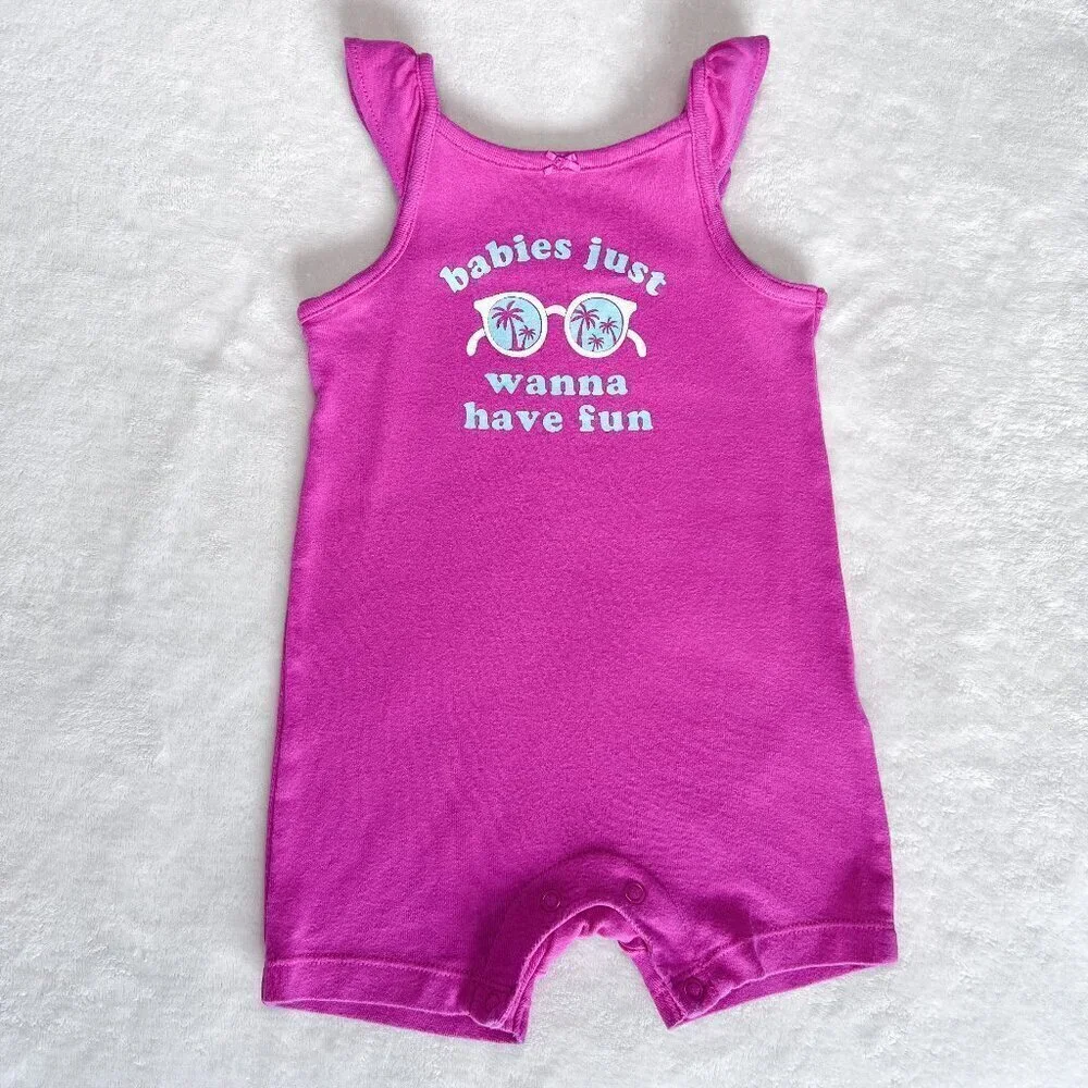 Carter's One Piece Romper | Baby Girls | 12 Months | Pink | Sleeveless